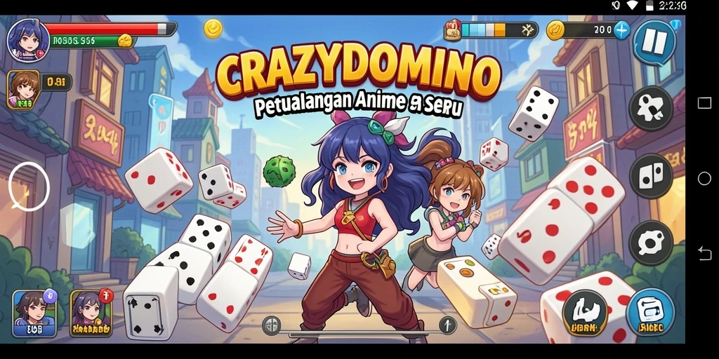 Tampilan gameplay <strong>CRAZYDOMINO</strong> yang mengasyikkan dengan karakter anime.