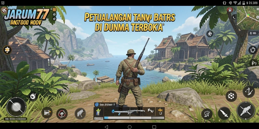 Tangkapan layar gameplay JARUM77 yang menunjukkan keindahan dunia terbuka.