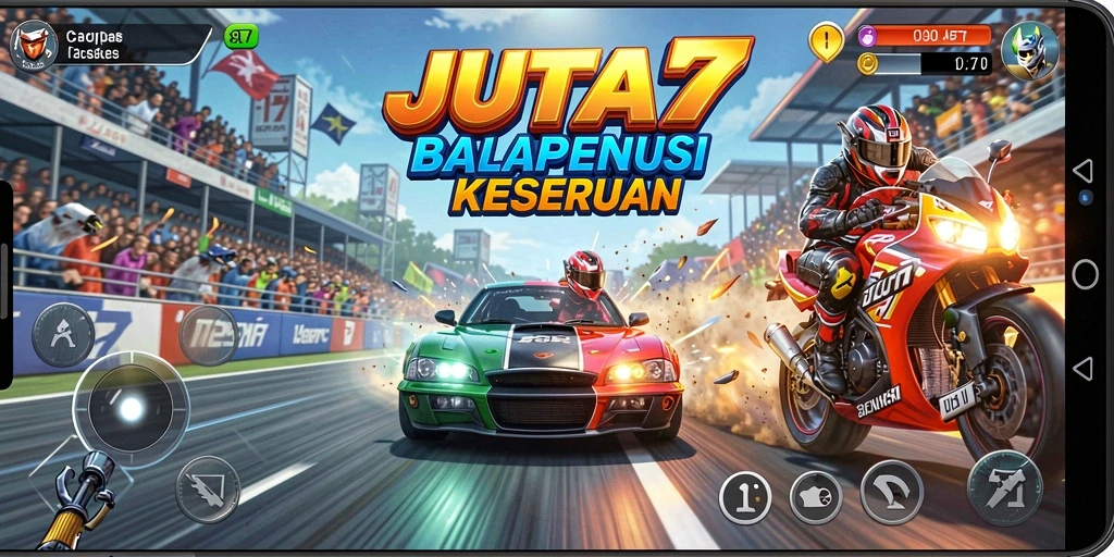 Tampilan gameplay JUTA7 yang menegangkan dan menarik di lintasan balap.