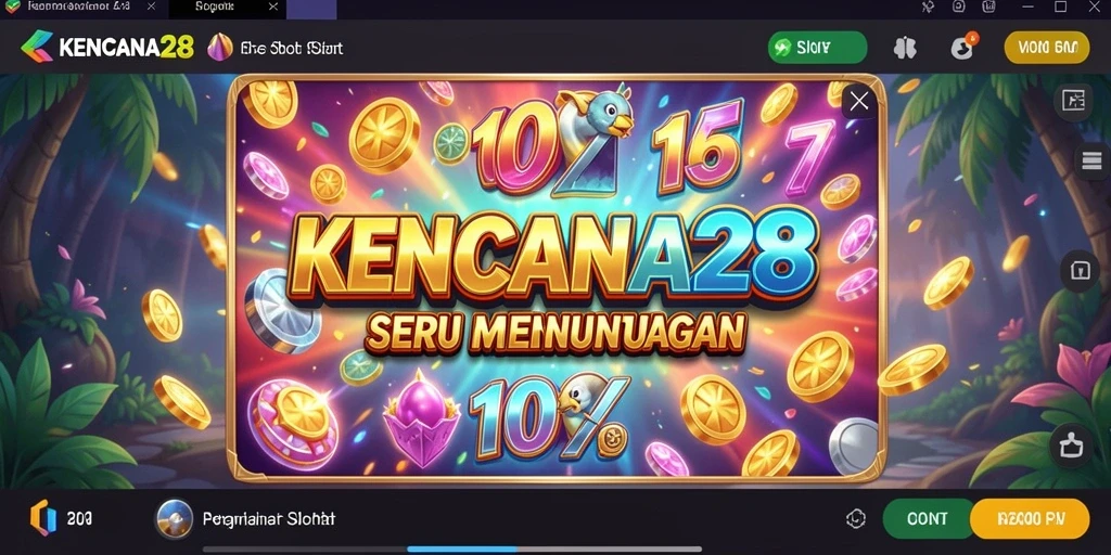 Tampilan gameplay KENCANA28 dengan simbol dan animasi slot.