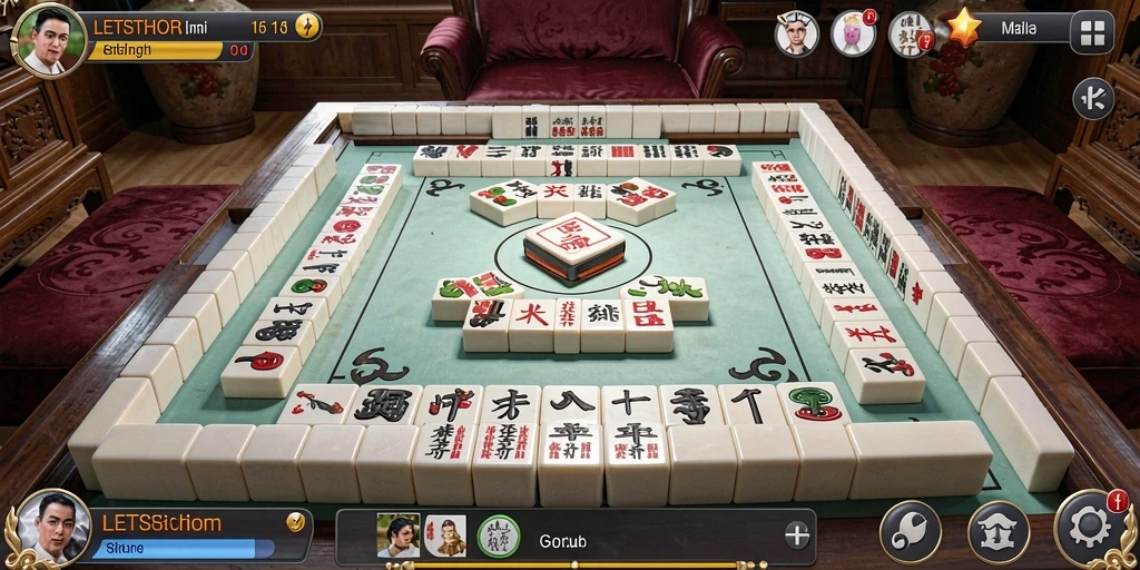 Gameplay LETSTHOR yang menampilkan tantangan menyusun ubin Mahjong.