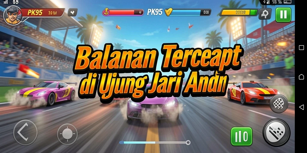 Tampilan gameplay balapan PK95 yang penuh aksi.