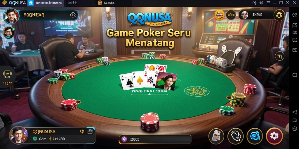 Gameplay seru QQNUSA dengan teman-teman di meja poker.
