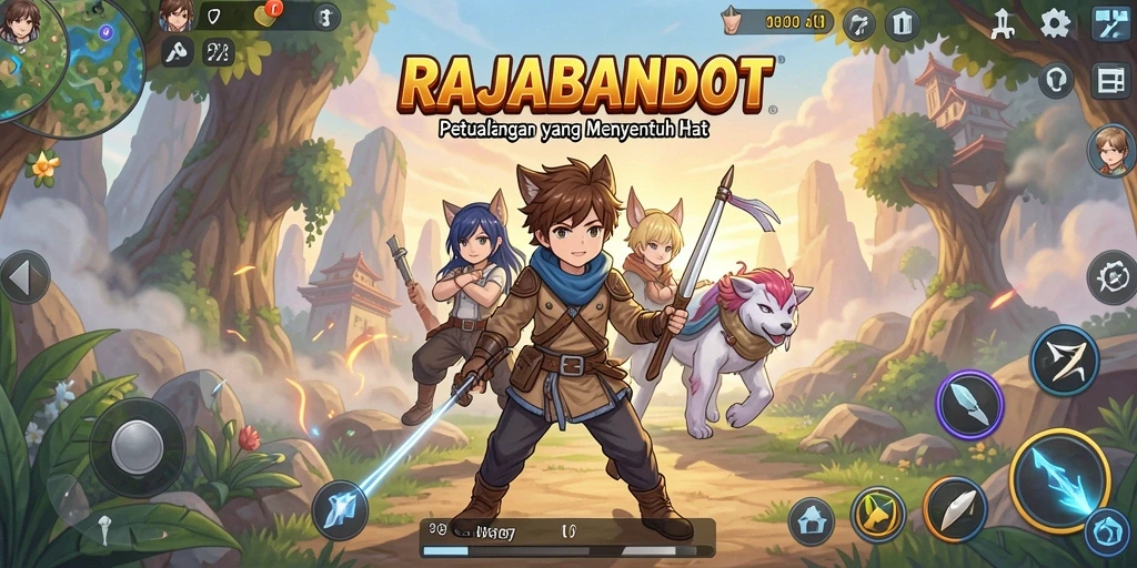 Tangkapan layar dari gameplay RAJABANDOT yang menampilkan karakter Anime beraksi.