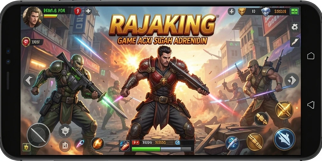 Screenshot utama RAJAKING menampilkan aksi mendebarkan dalam permainan.