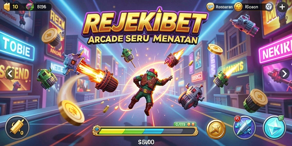 Tampilan gameplay seru dari REJEKIBET dengan karakter yang beragam.