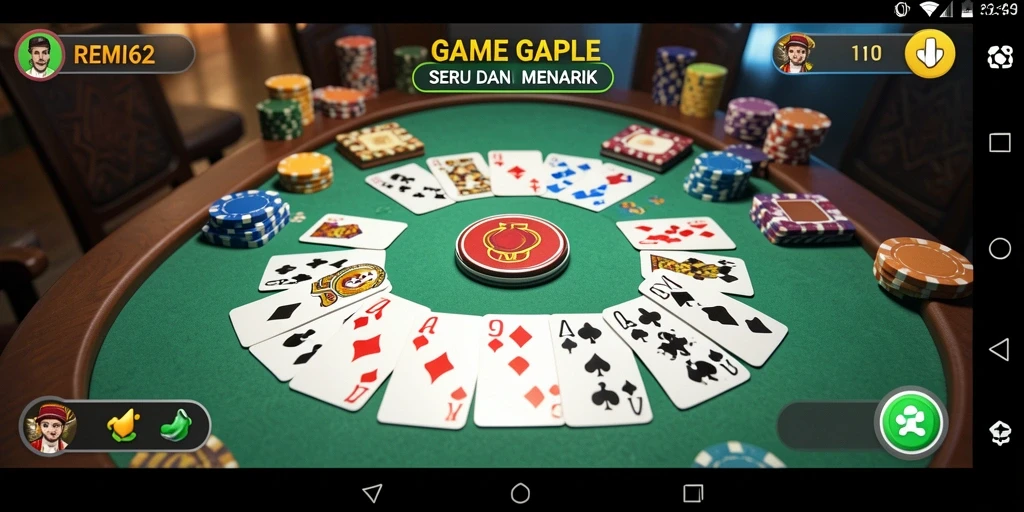 Tampilan seru gameplay Gaple di REMI62 yang penuh tantangan.