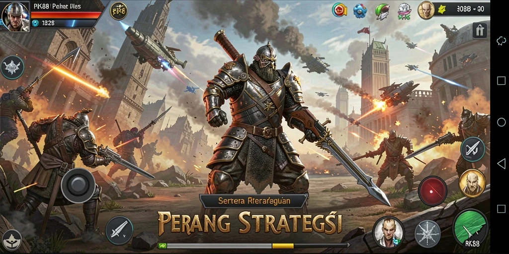 Screenshot menampilkan gameplay strategi yang mendebarkan.