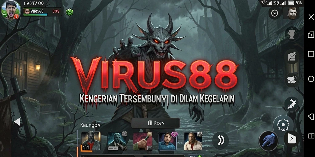 Tampilan gameplay <strong>VIRUS88</strong> yang menyeramkan dan menegangkan.